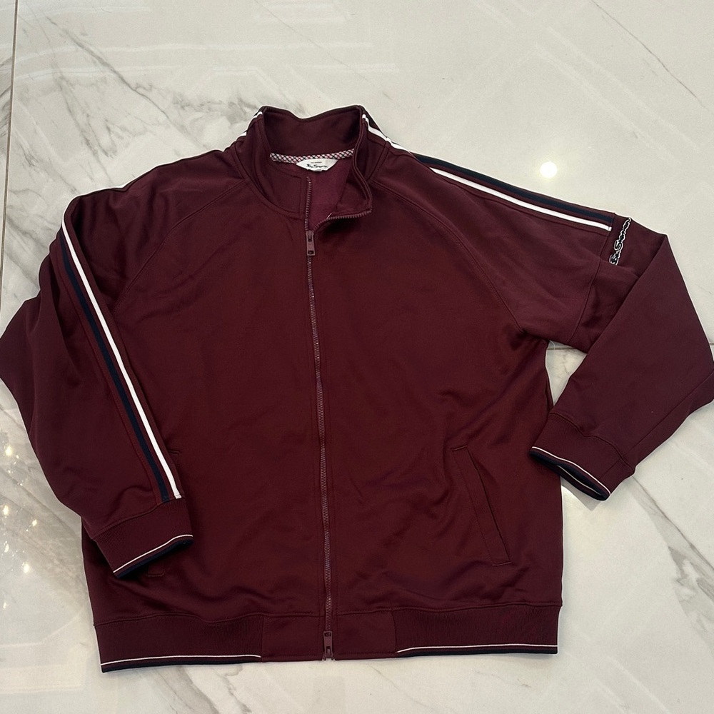 Ben Sherman Maroon Track Jacket with Striped Sleeves